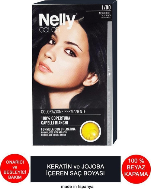 Jojoba ve Keratinli Saç Boyası 1.00 Mavi Siyah