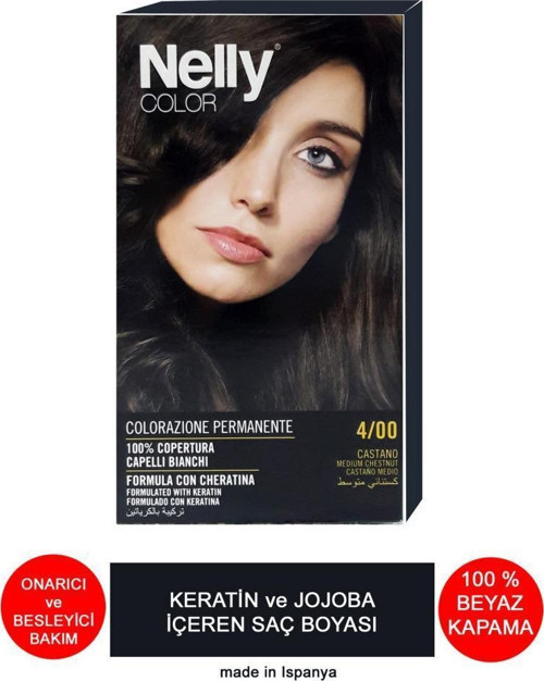 Jojoba ve Keratinli Saç Boyası 4.00 Orta Kestane