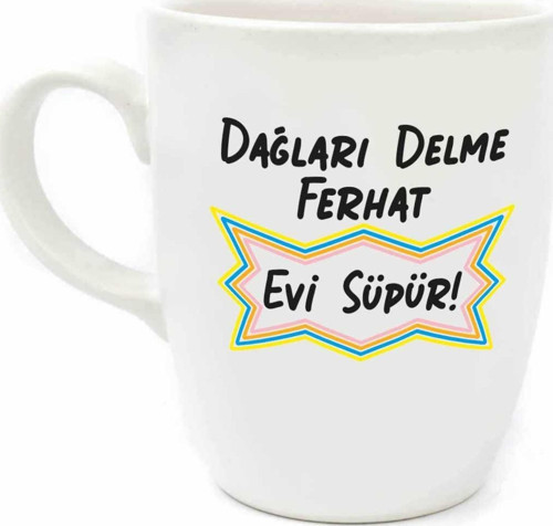 Dağları Delme Ferhat Evi Süpür Krem Oval Kupa - Hediye Seramik Kupa