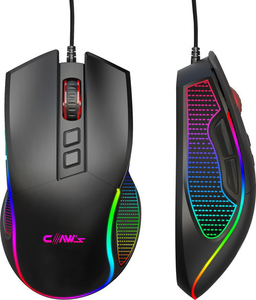 Crossfire V1 12800 Dpi Full Wide RGB Özel ABS Doku & Claw's Reflex Örgü Kablolu Gaming Mouse - Siyah