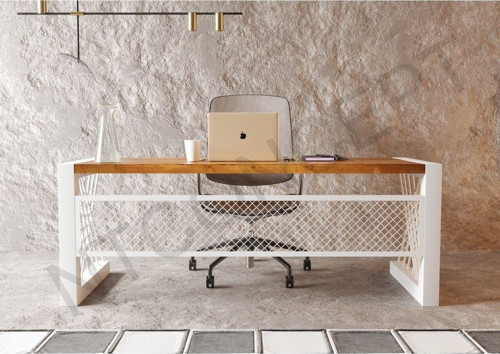 Alfa Açık Ceviz Renk Masif Ahşap Ofis Ve Çalışma Masası 75 cm - 200 cm