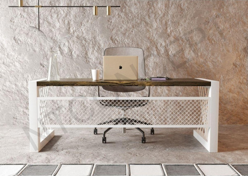 Alfa Eskitme Siyah Renk Masif Ahşap Ofis Ve Çalışma Masası ( 75 cm - 140 cm )