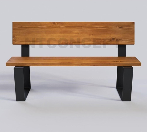 Doğal Ahşap Sırtlı Bank - ( Uzunluk 120 cm - Derinlik 40 cm - Yükseklik 83 cm )