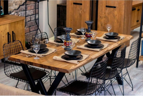 Doğal Ahşap Yemek Masası ( 85 cm - 150 cm - h76 cm ) - Sadece Masa