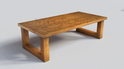 Lif Ahşap Ayak Doğal Ahşap Sehpa ( 75 cm - 140 cm - h44 cm )