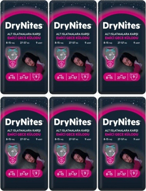 Drynites Kız Emici Gece Külodu 8-15 Yaş 54 Adet