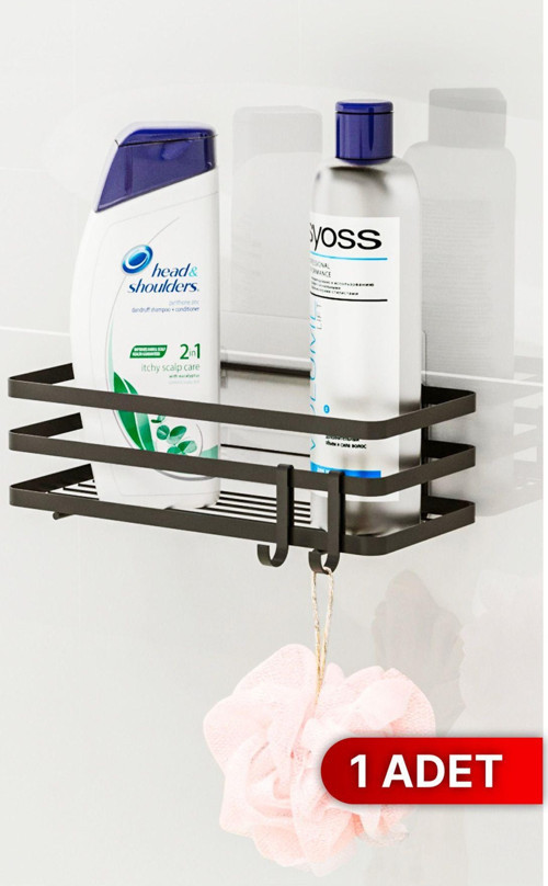 Banyo Düzenleyici Şampuanlık Sabunluk 1 Adet Lamalı Yapışkanlı 2 Askılı Duş Rafı Organizer