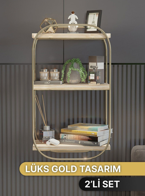 Duvar Raf 2Li Set Duvar Rafı Oval Raf Yatak Odası Komodin 2Li Berjer Set Ayaksız Duvar Raf