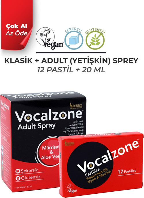 Klasik Pastil 12'li + Vocalzone Adult (Yetişkin) Sprey 20ml