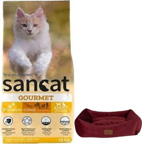 Premium Gurme Yetişkin Kedi Maması 15 Kg,Mini Small Bordo Yatak