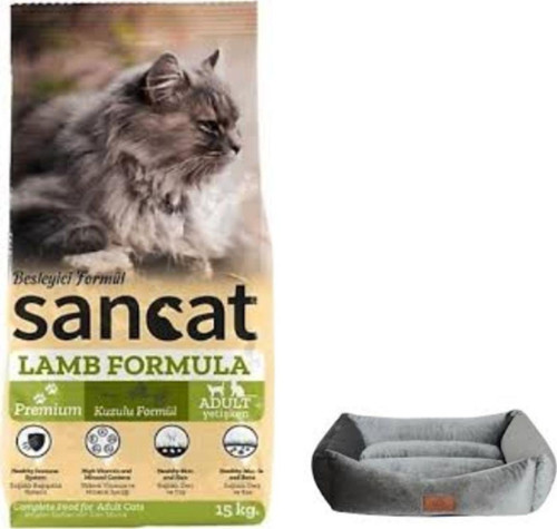 Premium Kuzulu Yetişkin Kedi Maması 15 Kg,Mini Small Gri Yatak