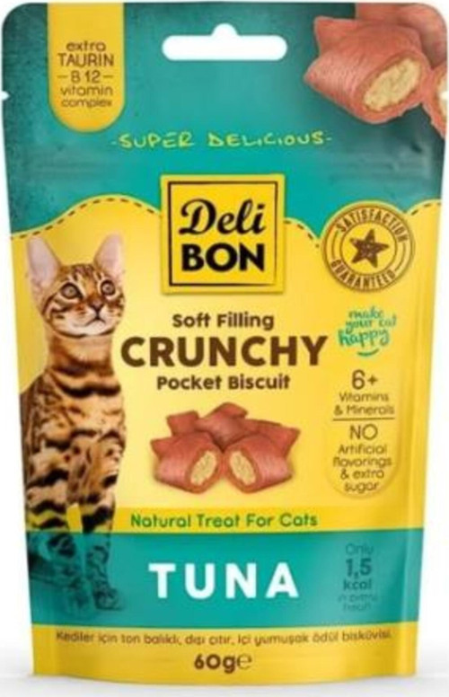 Crunchy İçi Dolgulu Ton Balıklı Kedi Ödül Bisküvisi (60gr)