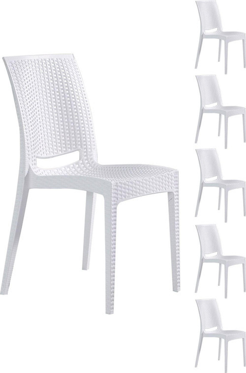 6 Adet Rattan Beyaz Sandalye - Bahçe&Balkon&Teras Sandalye