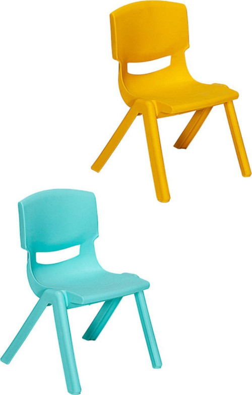 Junior 2 Adet Ergonomik Konforlu Anaokulu Kreş Çocuk Sandalyesi - Turkuaz/Sarı