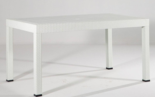Rattan 90X150 Camsız Beyaz Masa - Bahçe&Balkon&Teras