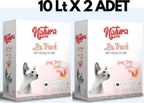 Less Track Bahar Esintili Ultra Topaklaşan Aktif Karbonlu Doğal Kedi Kumu 10 Lt 2 Adet