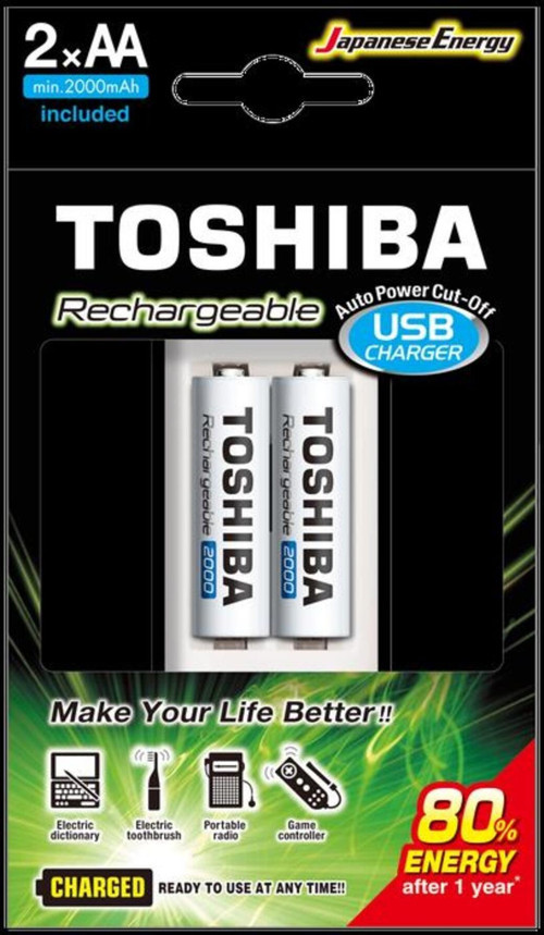 TOSHIBA USB ŞARJ CİHAZI+2 AD.2000MAH KALEM PİL (4375)