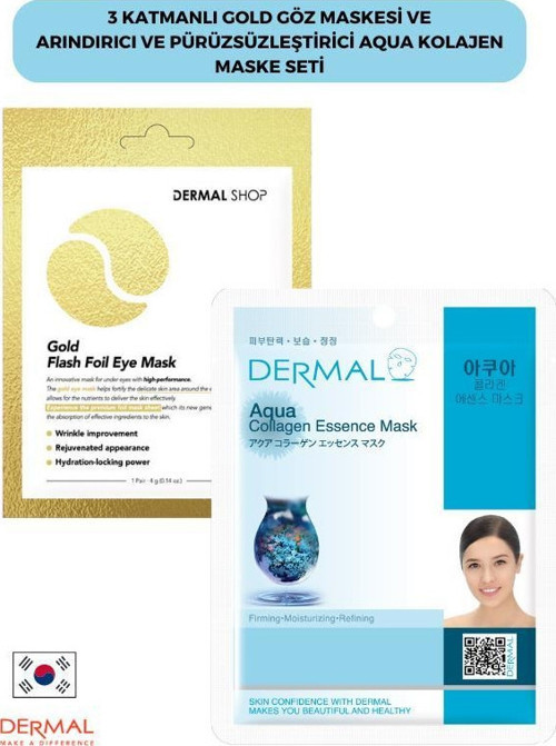 3 Katmanlı Gold Göz Maskesi ve Arındırıcı ve Pürüzsüzleştirixci Aqua Maske Seti