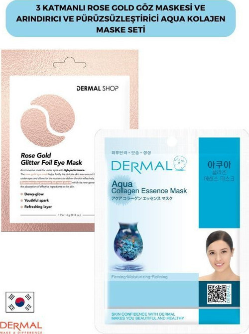 3 Katmanlı Rose Göz Maskesi ve Arındırıcı ve Pürüzsüzleştirixci Aqua Maske Seti