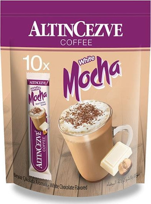 3ü1 Arada | Üçü bir arada White Mocha Beyaz Çikolata Aromalı 10′ lu Paket (Tek İçimlik) -17 Gr x 10 Adet