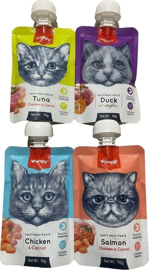 Tasty Meat Paste Taze Sıvı Kedi Ödül Maması Kedi Ödül Maması 4x90gr
