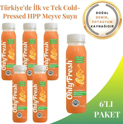 Havuç Portakal Karışım Taze Soğuk Sıkım (Cold Pressed) 6 Adet 250ml