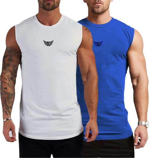 Erkek Nem Emici Hızlı Kuruma Atletik Teknik Performans Sporcu Sıfır Kol T-Shirt Mg-Atlet2 Mavi S