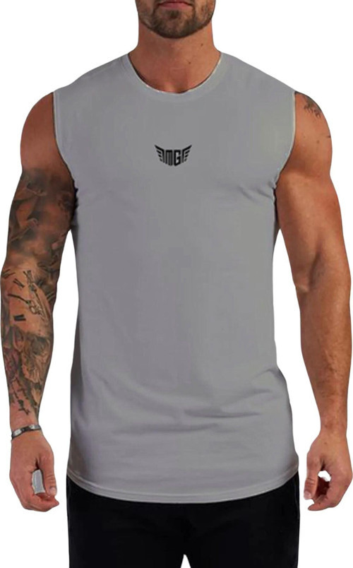 Erkek Nem Emici Hızlı Kuruma Atletik Teknik Performans Sporcu Sıfır Kol T-Shirt Mg-Atlet Gri M