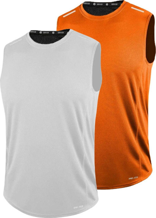 2'Li Erkek Nem Emici Hızlı Kuruma Teknik Performans Sporcu Sıfır Kol T-Shirt Drıfıt-Sıfırkol2 Turuncu L