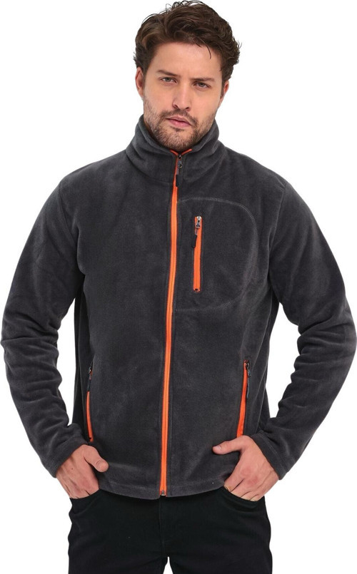 Genıus Store Erkek Polar Tam Fermuarlı 3 Cepli Outdoor Polar Ceket Tactical Flecee Polar-Gns Füme M