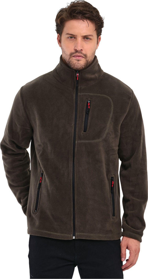 Genıus Store Erkek Polar Tam Fermuarlı 3 Cepli Outdoor Polar Ceket Tactical Flecee Polar-Gns Haki S