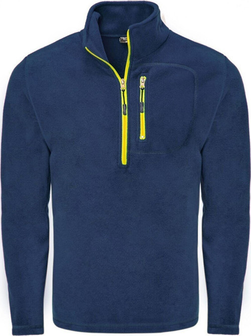 Erkek Polar Renkli Yarım Fermuarlı Cepli Tactical Flecee İndigo M