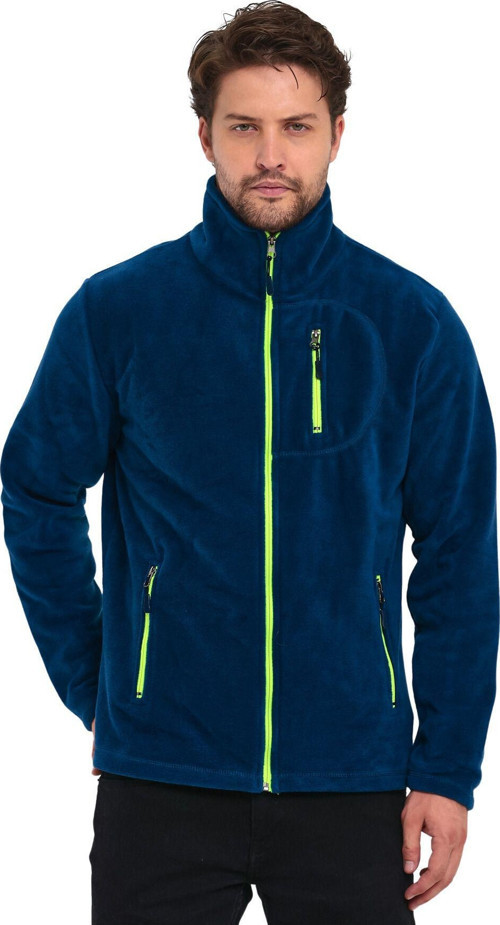 Genıus Store Erkek Polar Tam Fermuarlı 3 Cepli Outdoor Polar Ceket Tactical Flecee Polar-Gns İndigo 2Xl