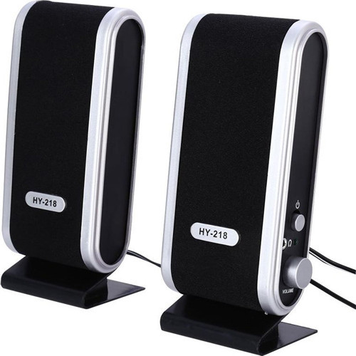 HY-218 Siyah 1+1 İnce Tasarım USB 2.0 Hoparlör-Speaker