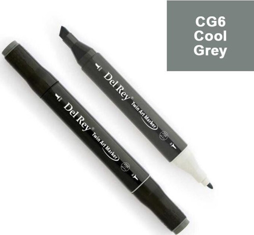 Del Rey Twın Marker Cg6 Cool Grey Çift Uçlu Grafik Kalemi Mn-Drcg6