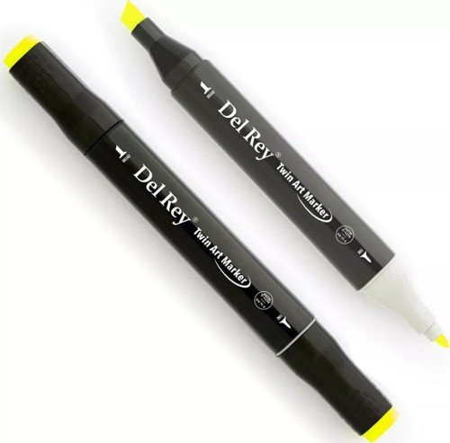Del Rey Twın Marker F123 Fluorescent Yellow Çift Uçlu Grafik Kalemi Mn-Dr123