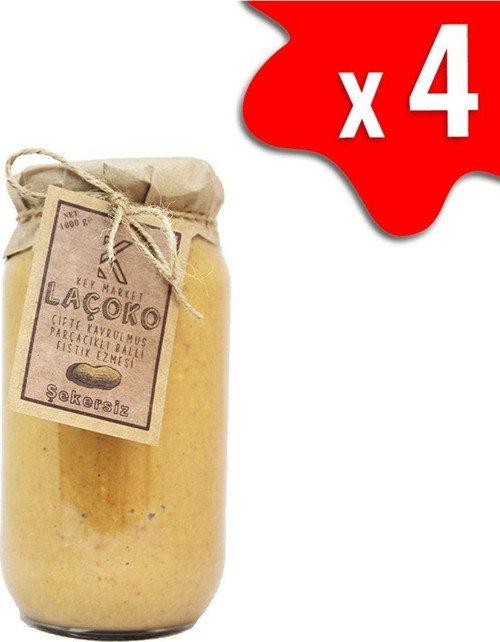 4 Kg Şekersiz, Katkısız, Glutensiz, Doğal Çifte Kavrulmuş Parçacıklı Ballı Yer Fıstığı Ezmesi