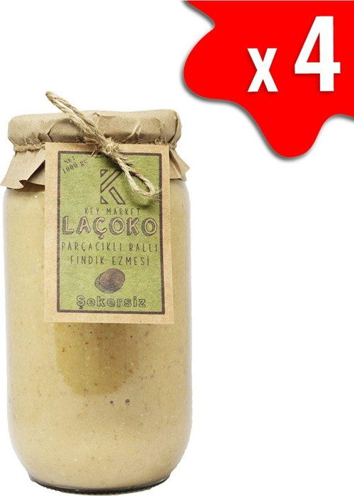 4 Kg Şekersiz, Katkısız, Glutensiz, Doğal Parçacıklı Ballı Fındık Ezmesi