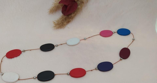Hdmarketim El Yapımı Ahşap Pastel Renklerle Tasarlanmış Trend Kolye