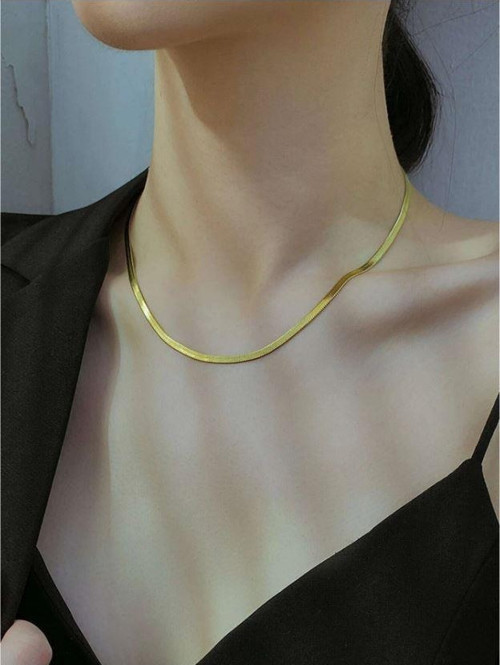 Kolye İtalyan İnce Yassı 3 mm Paslanmaz Çelik 316 Kolye Kadın Erkek Unisex