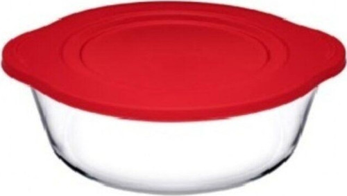 59123 Kırmızı Silikon Kapaklı Borcam Yuvarlak Tencere 1450 CC 25 Cm