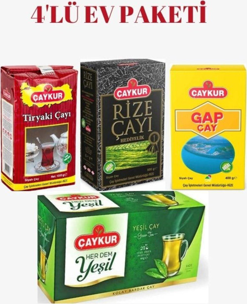 4'Lü Ev Paketi- Yeşil Çay- Rize Hediyelik- Gap - Tiryaki