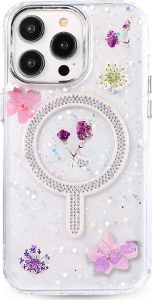 Apple iphone 14 Pro Kılıf Magsafe Şarj Özellikli Çiçek Desenli Flower Kapak
