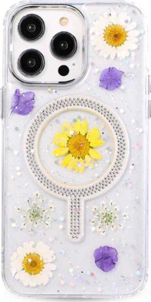 Apple iphone 15 Pro Kılıf Magsafe Şarj Özellikli Çiçek Desenli Flower Kapak