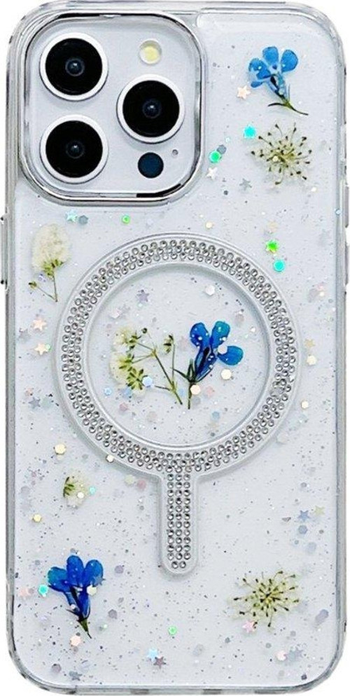 Apple iphone 15 Pro Kılıf Magsafe Şarj Özellikli Çiçek Desenli Flower Kapak