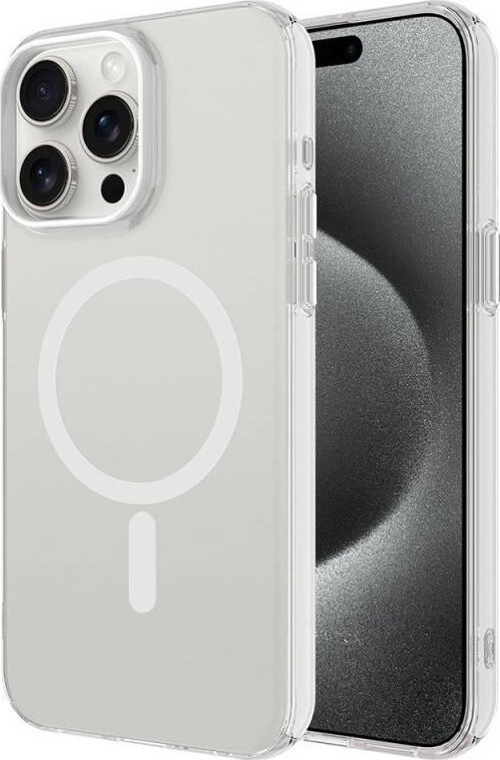 Apple iPhone 15 Pro Kılıf Zore Magsafe Şarj Özellikli Buzlu Transparan C-Pro Sert Kapak