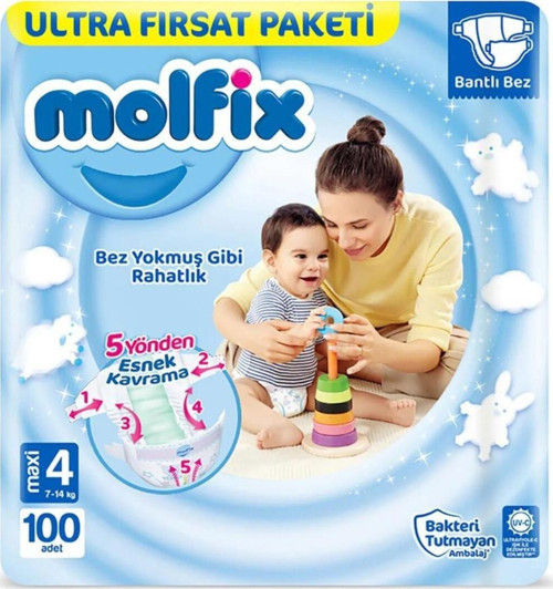 Bebek Bezi Ultra Fırsat Paketi 4 Beden 7-14 Kg 100 Adet