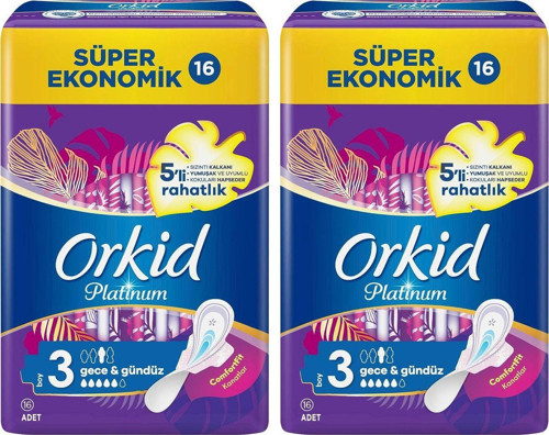 Platinum Kokulu Hijyenik Ped Boy 3 Gece & Gündüz 5’Li Rahatlık Süper Ekonomik 16’Lı Paket X 2 Adet