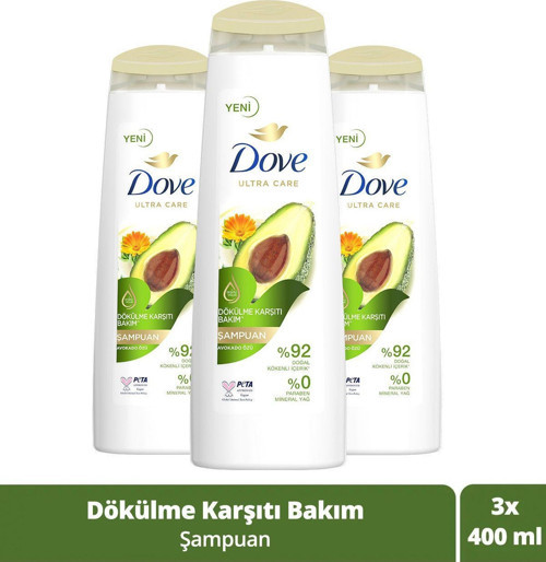 Ultra Care Saç Bakım Şampuanı Dökülme Karşıtı Bakım Avokado Özü 400 Ml X3 Adet