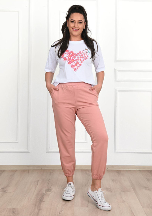 Kadın Yüksek Bel Büyük Beden Eşofman Altı 6214-23 Pembe 6XL